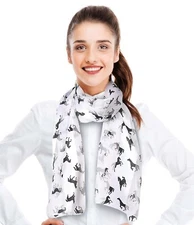 CBC Crown Small Horse Pattern Satin Stripe Silk Feeling Animal Scarf 13" X 60"
