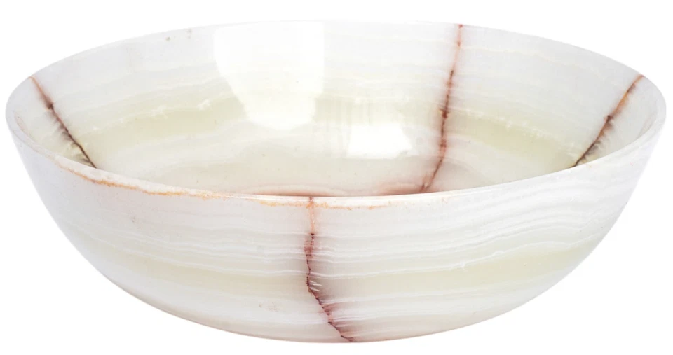 Antiguo cuenco redondo de ónix blanco natural tallado a mano, diámetro: 12" y altura: 3" Foto 3 de 4