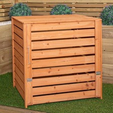 74 x 71cm Large Wooden Garden Waste Compost Bin with Removable Lid & Bottom Door