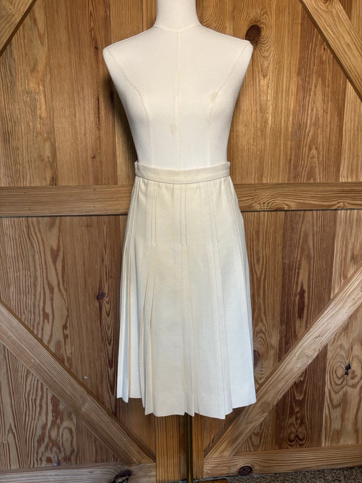 Falda plisada de lana crema Pendleton vintage longitud media pequeña clásica academia Foto 2 de 4