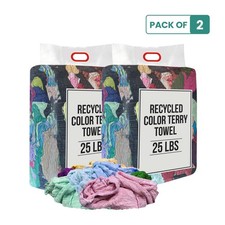 Color Terry Towel for Cleaning - 50 lbs. Case 2 x 25 lbs. Compressed Bags
