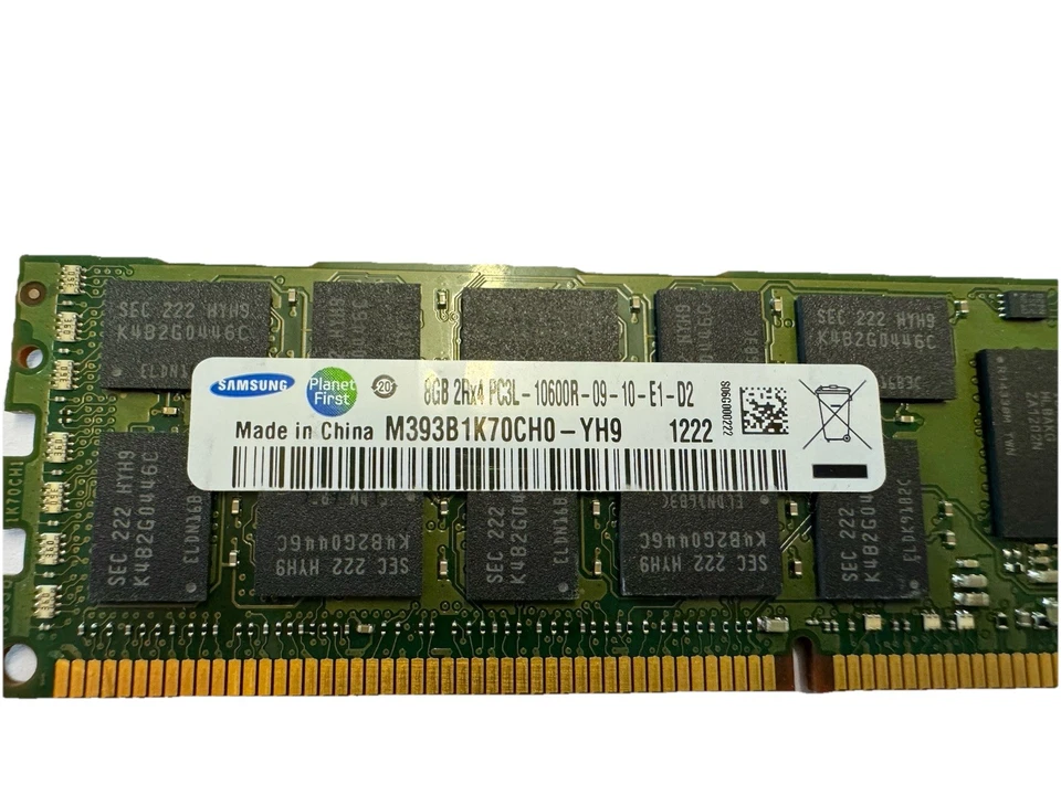RAM SAMSUNG 8GB DDR3 ECC Registrata (RDIMM) con velocità PC3L-10600R. - Immagine 2 di 3
