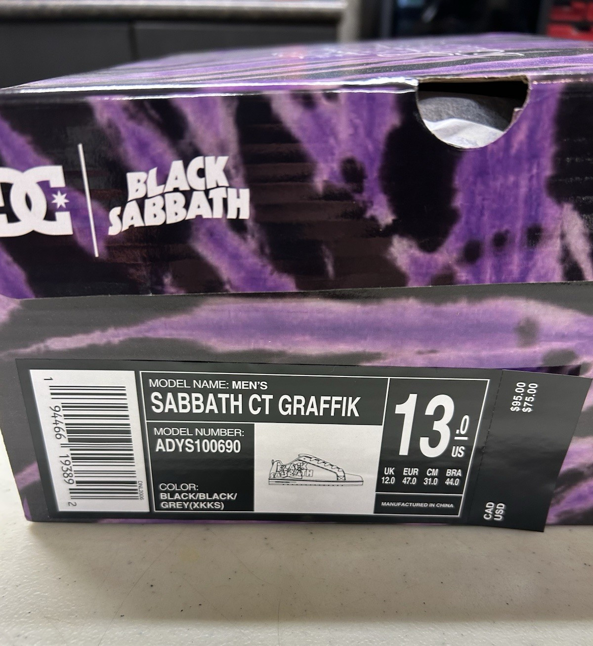 DC shoes Court Graffik Black Sabbath Size 13 image 2
