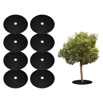 8pcs Tree Mulch Ring 20.5'' Non-Woven Round Tree Protector Weed Barrier, Black