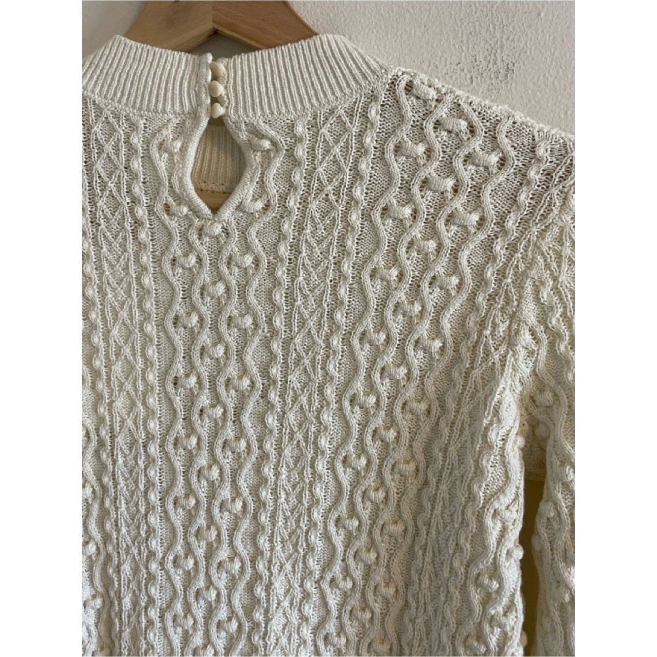 Sezane Alessandro Jumper Women's XXS Crochet Yoke Pullover Sweater Cream NWT image 10
