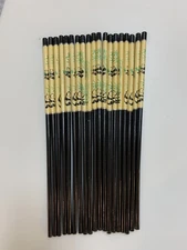 Chopsticks Set Of 19 wood Pyrograph Carved Chinese Panda Style Brand New!