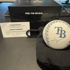 Junior Caminero Signed Rays TB Logo Blue Lace Baseball 2026 Fanatics Under Wraps