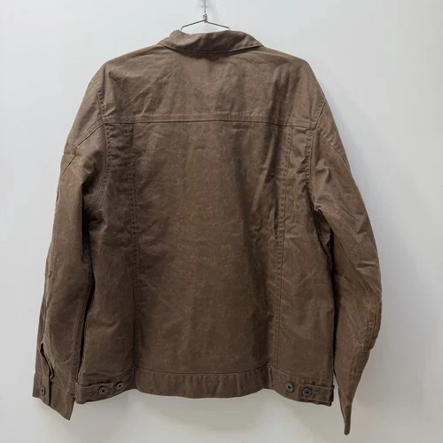 Flint and Tinder Waxed Trucker Jacket Mens XL Brown Flannel Lined Made USA image 2
