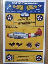 Yellow-Wings Decals 1/48 USN TBD-1 DEVASTATOR 12 SECTION LEADERS AIRCRAFT 48-001