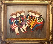 Joyce Roybal (USA), Contemporary Mixed Media/Canvas "Musical Interlude" Signed!