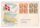 STAMP DENMARK  "FORSTEDAGSKUVERT" 80, 90 ORE 1953 FIRST DAY COVER 2 X BLOCK OF 4