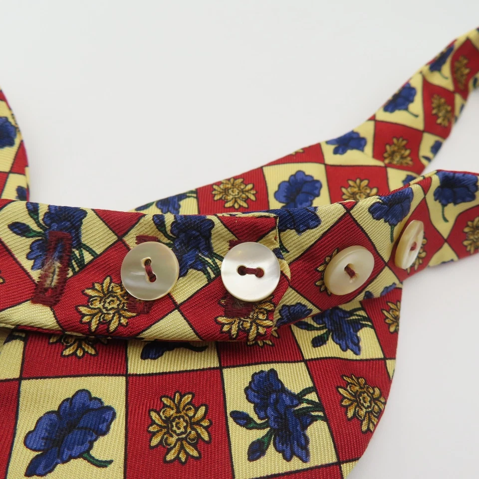 Pajarita Zanahoria & Gibbs Roja Azul Floral 2.5" Ancho Auto Corbata Seda EE. UU. Foto 4 de 4