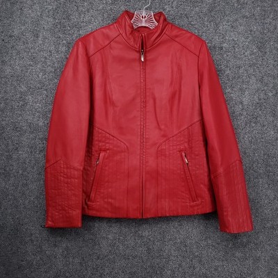 Venus Williams Wilson Leather Jacket Women Medium Red Flattering