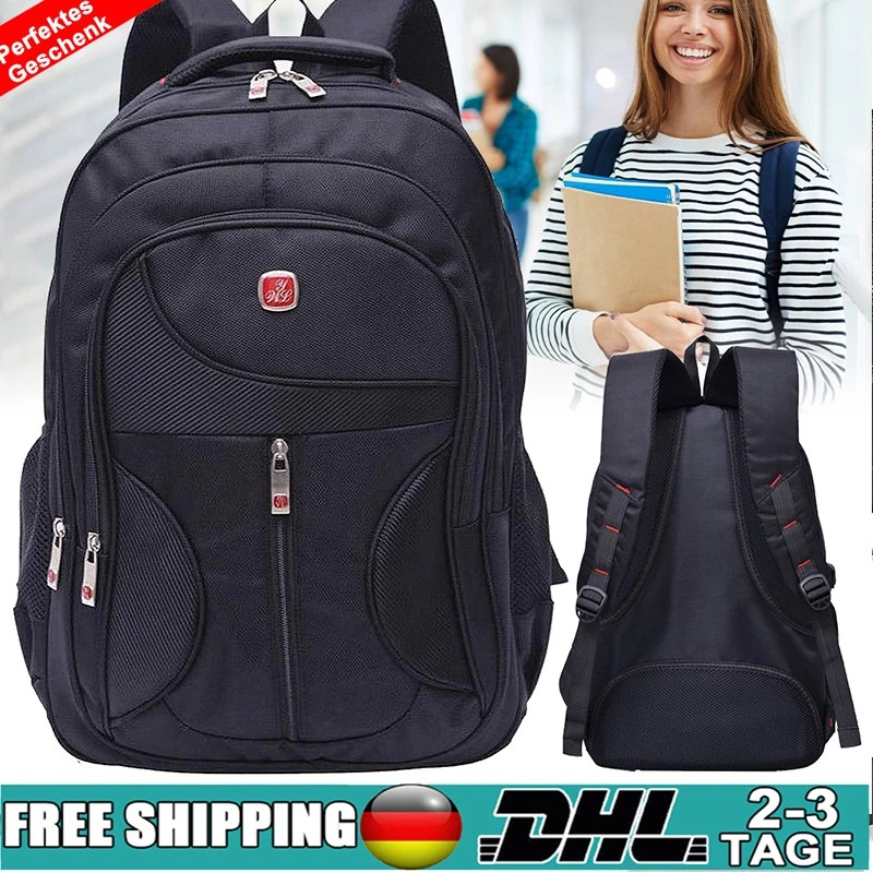 Rucksack Sport Arbeit Freizeit Schulrucksack Ranzen Herren Damen Schwarz - Bild 2 von 4