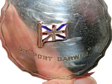 SS Port Darwin Steamship Silver Plate Covered Makeup, Jewelry, Snuff, Chew Box