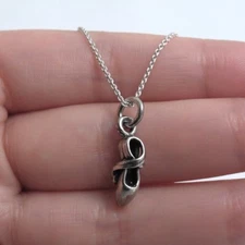 925 Sterling Silver Ballet Slipper Charm with Necklace