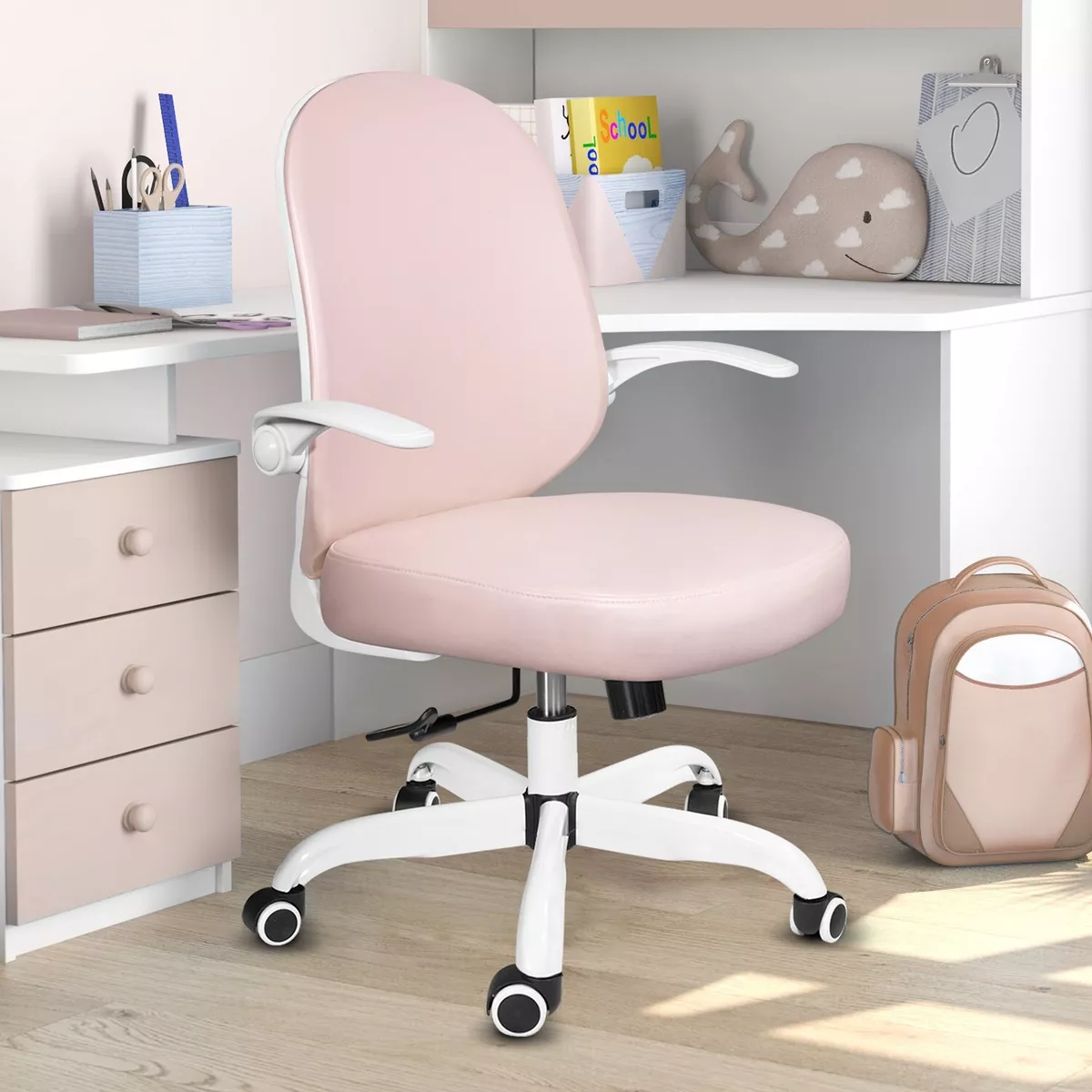 Teens Desk Chairs Pu Leather Computer Chair Pink Chair For Girl