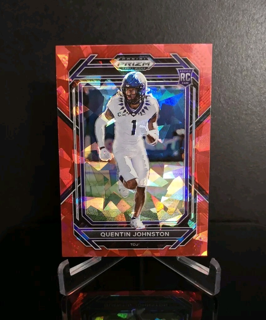 QUENTIN JOHNSTON RC 💥 2023 Panini Prizm Draft Picks #138 Rookie Red Cracked Ice