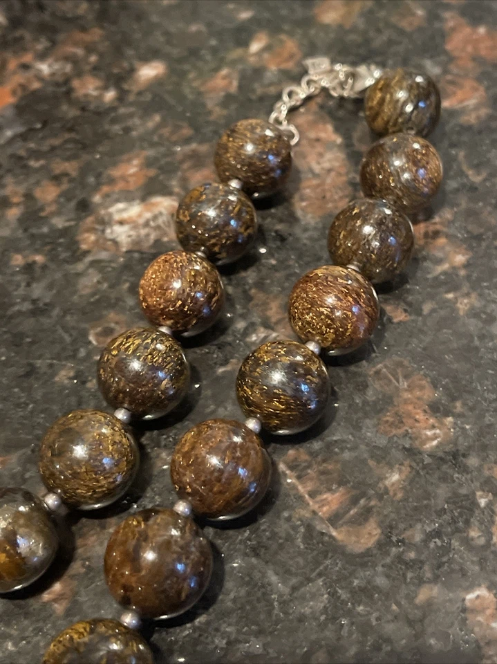 Collar de bola de cuentas de plata esterlina con cuentas de bronce Silpada N1382 .925 grueso Foto 4 de 4