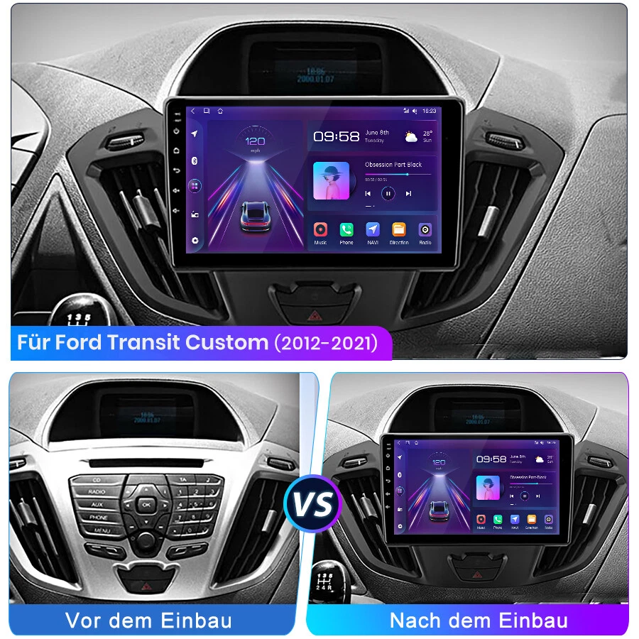 4G Android 13 GPS Autoradio Für Ford Transit Custom 2012-21 Carplay 4+64G RDS FM - Bild 4 von 4