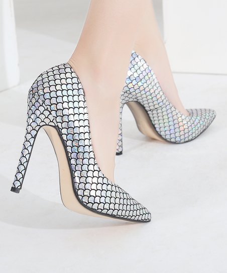 High Heel Pointy Toe 5.25in Stiletto Pumps Silver US 11 (181)