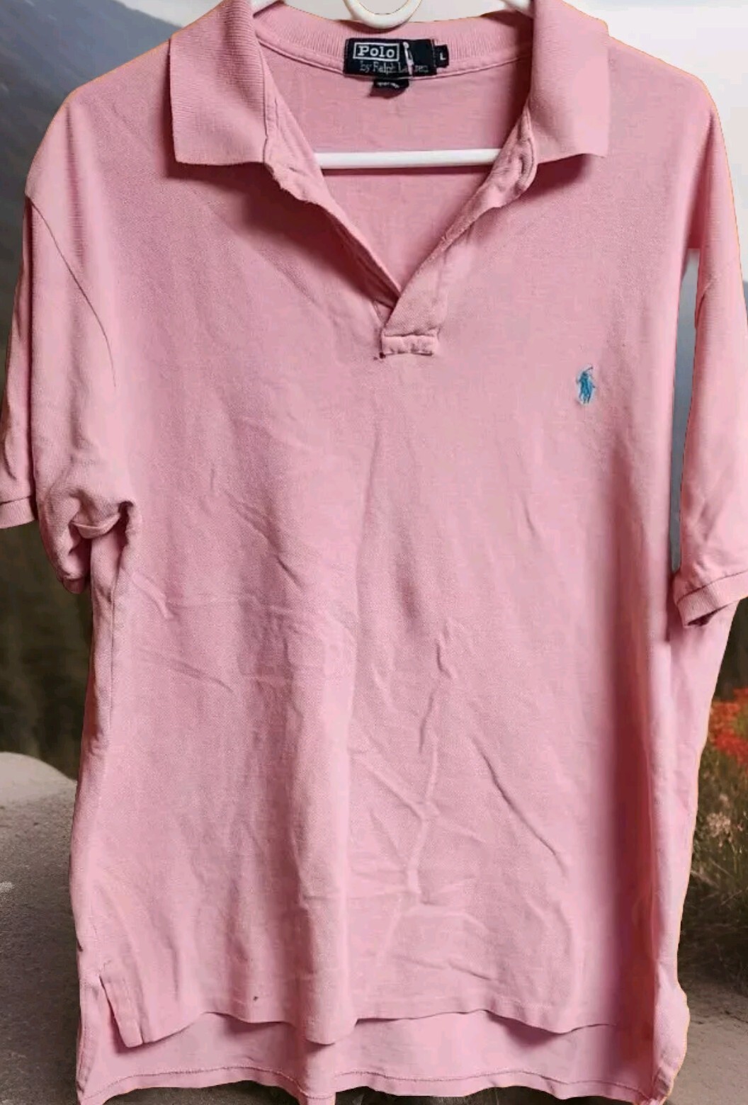 Polo Ralph Lauren camicia uomo L grande rosa polo pony logo USA MADE VINTAGE (LEGGI)