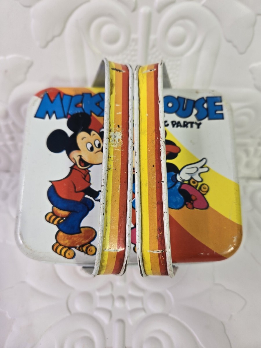 その他 Disney Mickey Mouse Skating Party Tin Vintage MICKEY MOUSE SKATING PARTY Disney Productions CARRY- ALL
