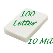 100 Letter 10 Mil Laminating Pouches Sleeves 9 x 11-1/2 Gloss, EXTRA CLEAR