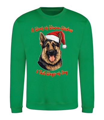 Deutscher Schäferhund Weihnachten Hund Sweatshirt Erwachsene Kinder Nikolausmütze Wollpullover Xmas