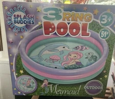 51” Mermaid 3 Ring Inflatable Outdoor Swimming Pool New