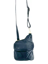 Travelon Black Nylon Flap Crossbody Bag Purse Flashlight RFID Brass Zip Around