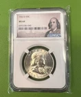 1963 D NGC MS64 FRANKLIN HALF DOLLAR WHITE COINS 50 c 90% SILVER PORTRAIT LABEL