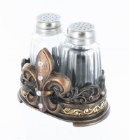 Fleur De Lis Salt & Pepper Shaker Set With Glass Shakers - Tuscan Creole Decor, on sale Fleur De Lis Salt & Pepper Shaker Set With Glass Shakers - Tuscan Creole Decor, on sale