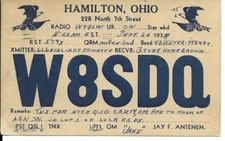 QSL  1938  Hamilton OH   radio card   