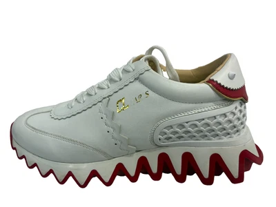 Christian Louboutin Loubishark Baskets En Cuir Blanc/Rouge Femme 37 US 6 UK 4 - Photo 1/4