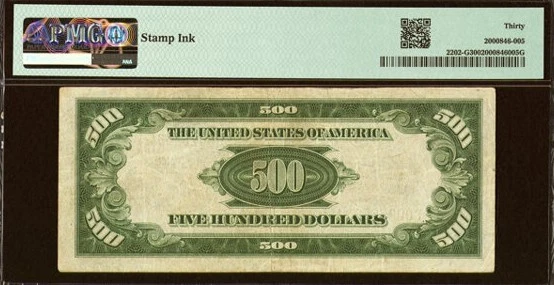 $500 Series 1934A Federal Reserve Note in PMG Very Fine 30 slab Fr. 2202-G - Image 2 of 2