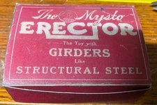 NEW RARE REPRO MYSTO TOOTHPIC STYLE "ERECTOR" A.C. GILBERT ERECTOR SET PART BOX
