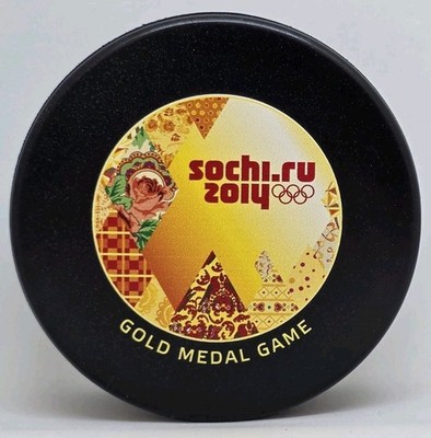 SOUVENIR GOLD MEDAL GAME PUCK SOCHI 2014 RUSSIA OLYMPIC GAMES