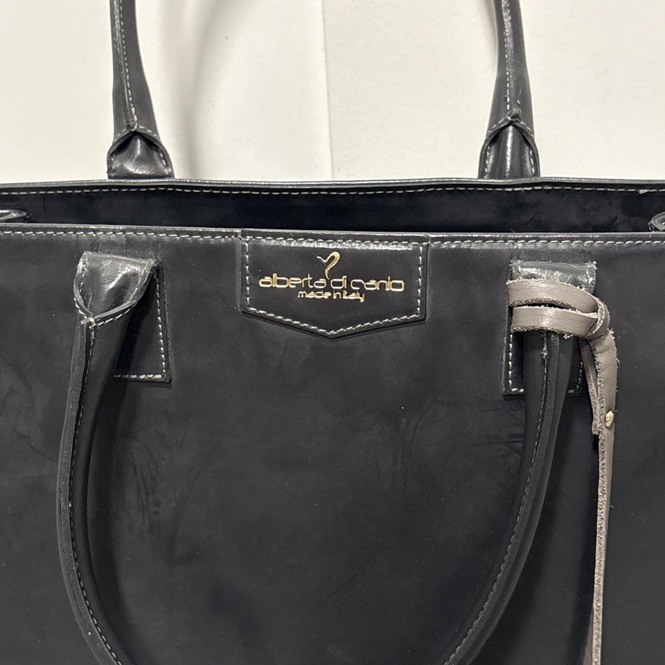 Alberta Di Canio Gray Italian Leather Shoulder Tote Bag - Image 2 of 4
