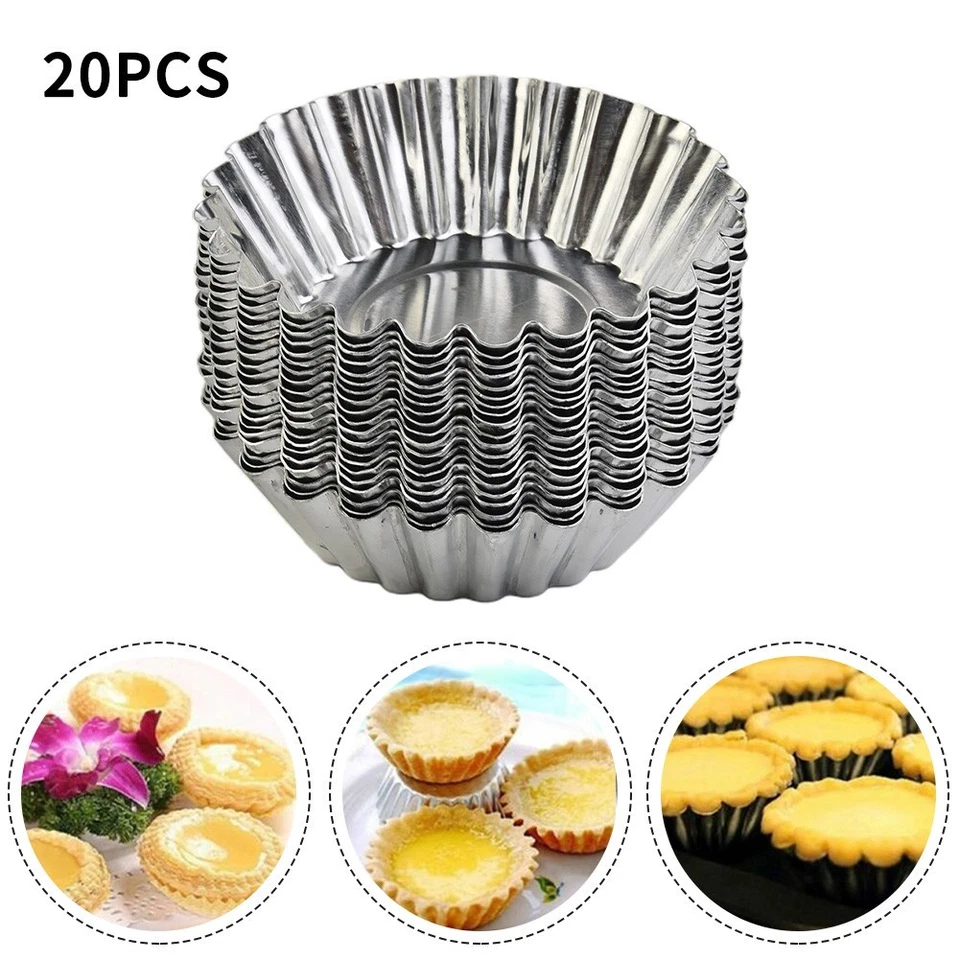 20PCS Lega di Alluminio Antizecche Custodie per Cupcake Fodere Muffin Cottura To - Immagine 3 di 4