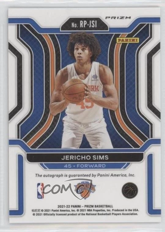 2021-22 Panini Prizm Rookie Penmanship Silver Jericho Sims #RP-JSI Auto RC - Image 2 of 2