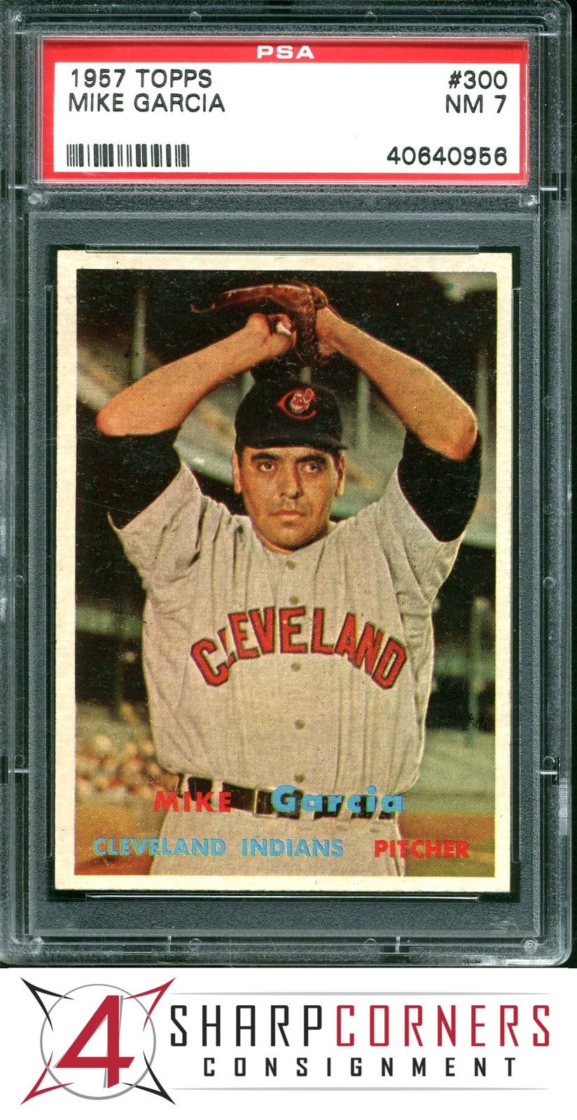 1957 TOPPS #300 MIKE GARCIA INDIANS PSA 7