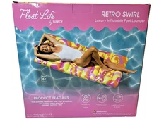 Float Life Funboy Inflatable Lounger Pool Float Retro Swirl Oversized 63” NIB FS