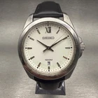 Seiko Watch Men 40mm White Dial Silver Tone Date Round 7N42-0FP0 New Battery