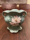 Vintage Weller Pottery Light Green Vase / Dalias Handled / 6" Tall / Turquoise