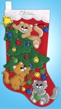 Felt Embroidery Kit  Design Works Decorating Kittens Christmas Stocking DW5245