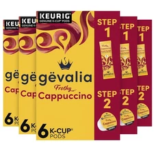 Gevalia Frothy 2-Step Cappuccino Espresso Ka? Cup? Coffee Pods & Froth Packets K