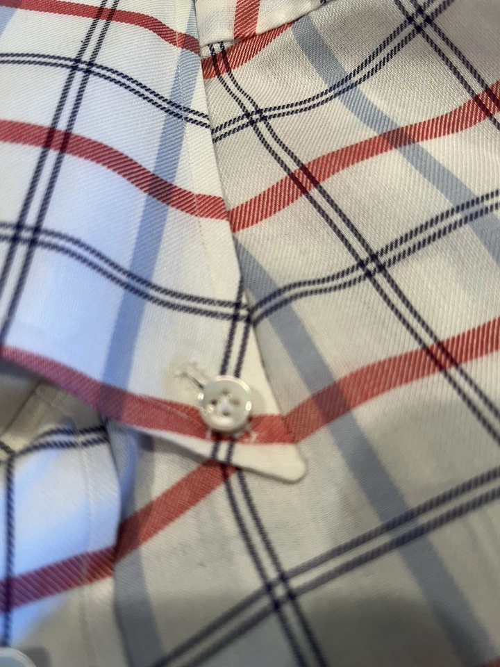 Camisa de manga larga a cuadros Luigi Borrelli roja/azul/blanca hecha a mano de colección nueva con etiquetas Foto 4 de 4