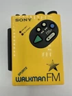 Vintage Sony WM-F5 Sports Walkman FM Yellow Cassette Player Tested Works Clip