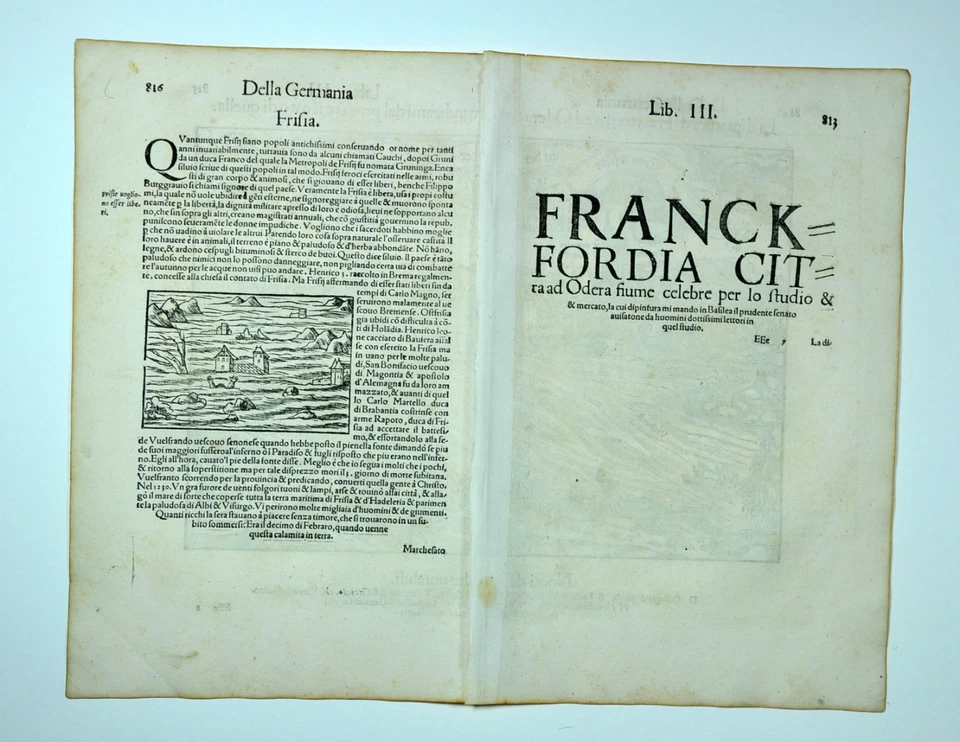 ANTIQUE ORIGINAL SEBASTIAN MUNSTER WOODCUT COSMOGRAPHIA GERMANY FRANKFURT 1548 - Image 4 of 4